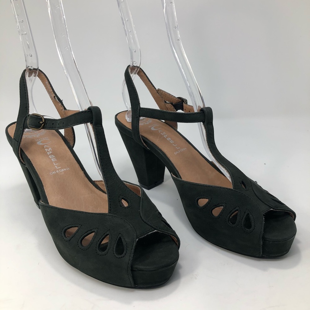 Jeffrey Campbell Suede Olive Green T-Strap Sandal - Picture 3 of 8